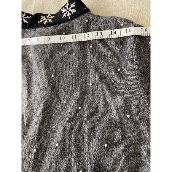 Vtg Timber Lea Cardigan Womens Medium Dark Grey Moose Holiday Zip Up Sweater - Picture 12 of 12
